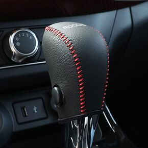 Gear Shift Knob Cover Automatic Transmission Boots Shift Lever Leather Sheath for Nissan Rogue 2014-2016（Black Stitches）