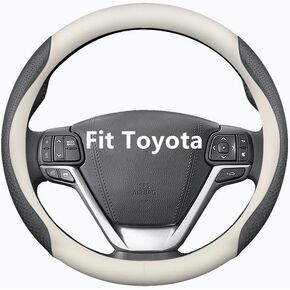 Nappa Leather Slim Stylish Steering Wheel Cover,for Toyota Steering Wheel Cover Interior Conversion (Black)
