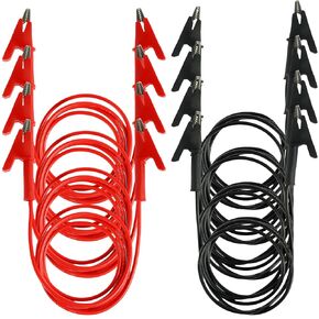 8Pcs 14 Gauge Jumper Wires Alligator Clips, Dual Alligator Clips Electrical Test Wires Leads, 3.3 Ft/ 1m Test Lead Wire Cable with Insulators Clips, Test Flexible Cable for Electrical Testing