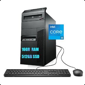 Lenovo ThinkCentre M93P MT Tower Desktop Computer, Core i5-4570 3.2GHz, 16GB RAM, 512GB SSD, RGB Keyboard, DVD, USB 3.0 Windows 10 Pro (Renewed)