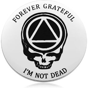 Forever Grateful I'm Not Dead Recovery Coin, Alcoholics Anonymous Token, Sober Birthday Gift for Him and Her, Unique 12 Step Gifts, AA Sobriety for Men and Women