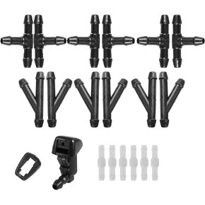 Windshield Washer Nozzle Kit 7C3Z17603A Tool Kit Wiper Wash Spray Jet for Kia Rio 2005-2015 Plastic (Set of 19)
