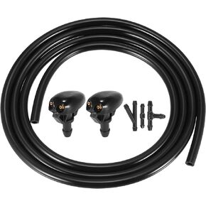 ACROPIX Front Windshield Washer Nozzle Sprayer Kit for Nissan Frontier with 2 Meter Fluid Hose - Pack of 6 Black