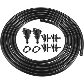X AUTOHAUX 2pcs Windshield Washer Nozzle for Mitsubishi Eclipse 2006-2012 2.8 Meters Hose with Gasket Connectors Kit Replaces 47185