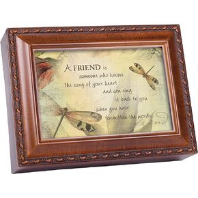 Cottage Garden A Friend's Song Woodgrain Rope Trim Music Box Plays That's What Friends are for