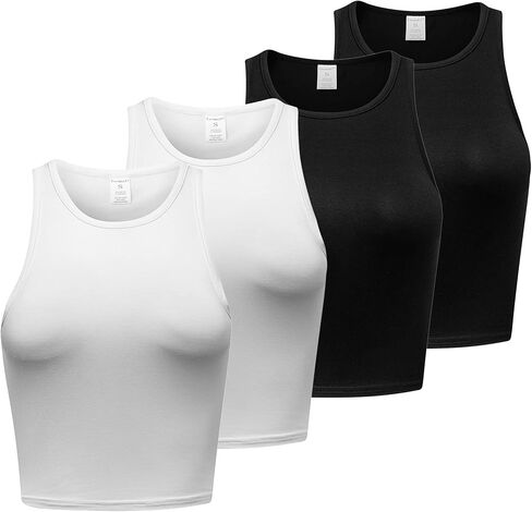 Women’s 4 Pieces Basic Crop Tank Tops Crew Neck Sleeveless Sports Crop Tops in Saudi Arabia