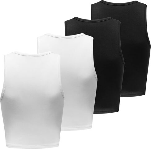Women’s 4 Pieces Basic Crop Tank Tops Crew Neck Sleeveless Sports Crop Tops in Saudi Arabia