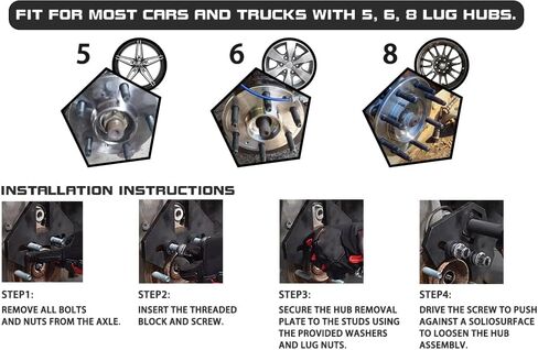 مجموعة أدوات إزالة المحور العالمي 40100 - أداة إزالة محمل المحور المتوافقة مع معظم مجموعات المحور 5 و6 و8 في السيارات والشاحنات in Kuwait