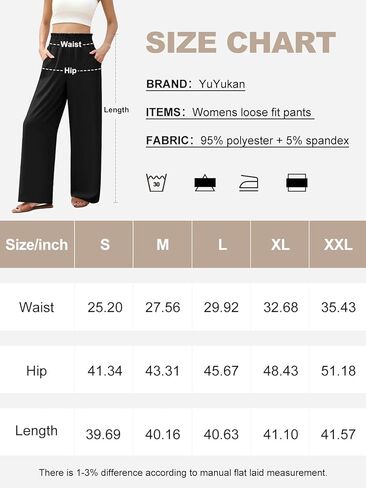Wide Leg Pants for Women Loose Fit Casual Lounge Smocked Elastic Waisted Flowy Palazzo Pants for Women with Pockets in Kuwait