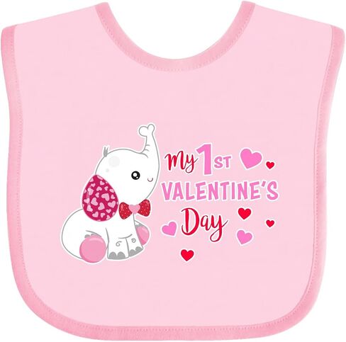 inktastic My 1st Valentine's Day with Elephant Baby Bib in Saudi Arabia