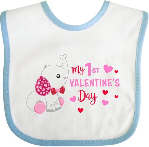 inktastic My 1st Valentine's Day with Elephant Baby Bib in Saudi Arabia