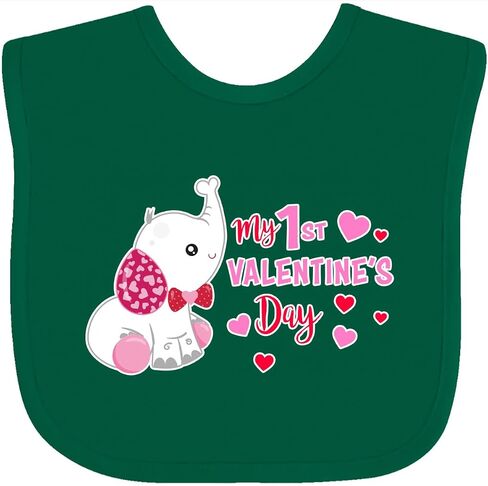 inktastic My 1st Valentine's Day with Elephant Baby Bib in Saudi Arabia