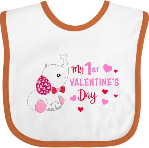 inktastic My 1st Valentine's Day with Elephant Baby Bib in Saudi Arabia