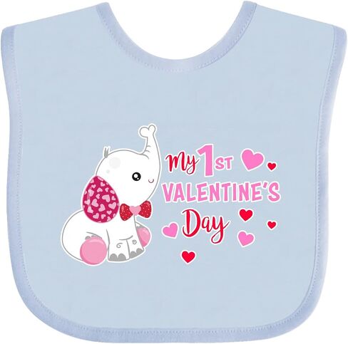 inktastic My 1st Valentine's Day with Elephant Baby Bib in Saudi Arabia