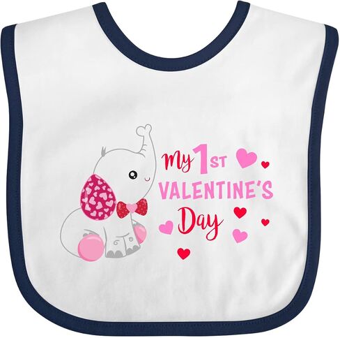 inktastic My 1st Valentine's Day with Elephant Baby Bib in Saudi Arabia