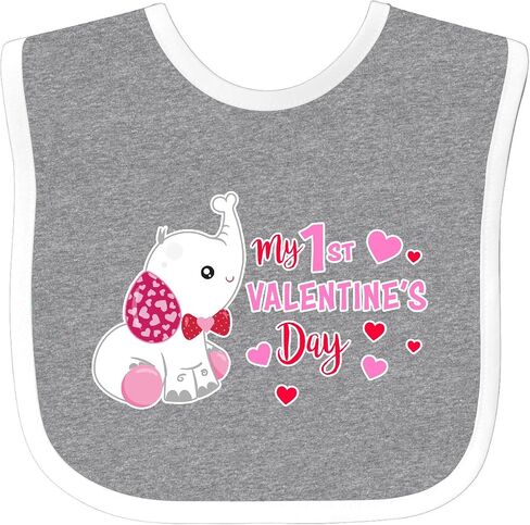 inktastic My 1st Valentine's Day with Elephant Baby Bib in Saudi Arabia