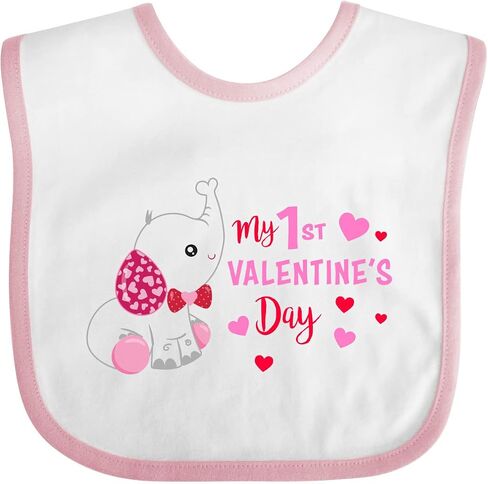 inktastic My 1st Valentine's Day with Elephant Baby Bib in Saudi Arabia