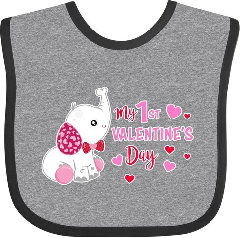 inktastic My 1st Valentine's Day with Elephant Baby Bib in Saudi Arabia