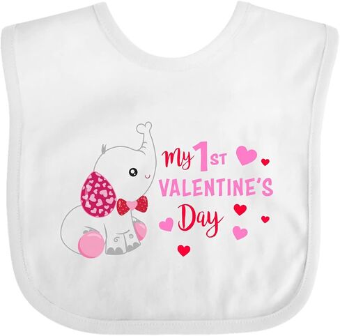 inktastic My 1st Valentine's Day with Elephant Baby Bib in Saudi Arabia
