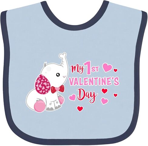 inktastic My 1st Valentine's Day with Elephant Baby Bib in Saudi Arabia