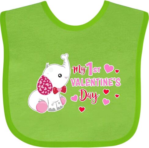 inktastic My 1st Valentine's Day with Elephant Baby Bib in Saudi Arabia