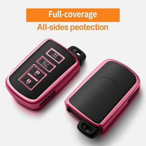 Sindeda for Toyota Key fob Cover with Leather Keychain,Soft TPU Full Cover Protection Key Case for Toyota Corolla, Camry, Avalon, Rav 4, Highlander Key Fob Shell (Blue)… in Saudi Arabia