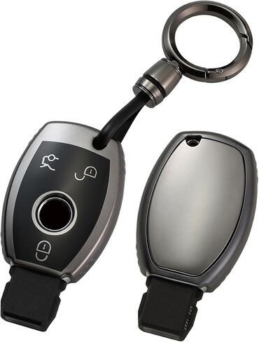 Lcyam Soft Car Key Fob Cover Case Metallic Grey Fits for Mercedes Benz C E M S CLS CLK GLK GLC G Class CLA GLK350 GLA250 C300 AMG GLC300 in Saudi Arabia