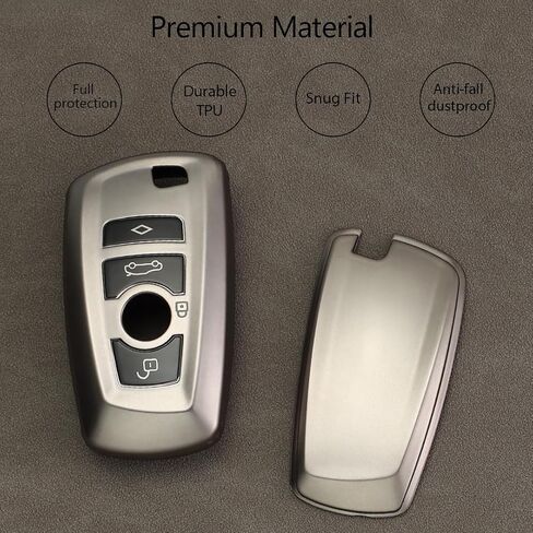 Lcyam Soft Car Key Fob Cover Case Metallic Grey Fits for Mercedes Benz C E M S CLS CLK GLK GLC G Class CLA GLK350 GLA250 C300 AMG GLC300 in Saudi Arabia