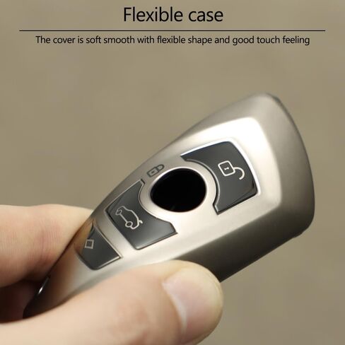 Lcyam Soft Car Key Fob Cover Case Metallic Grey Fits for Mercedes Benz C E M S CLS CLK GLK GLC G Class CLA GLK350 GLA250 C300 AMG GLC300 in Saudi Arabia