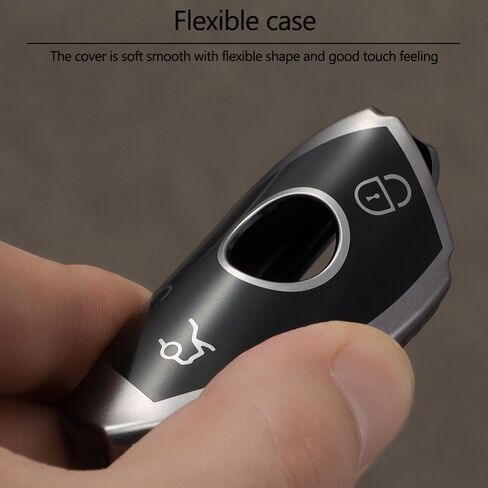 Lcyam Soft Car Key Fob Cover Case Metallic Grey Fits for Mercedes Benz C E M S CLS CLK GLK GLC G Class CLA GLK350 GLA250 C300 AMG GLC300 in Saudi Arabia