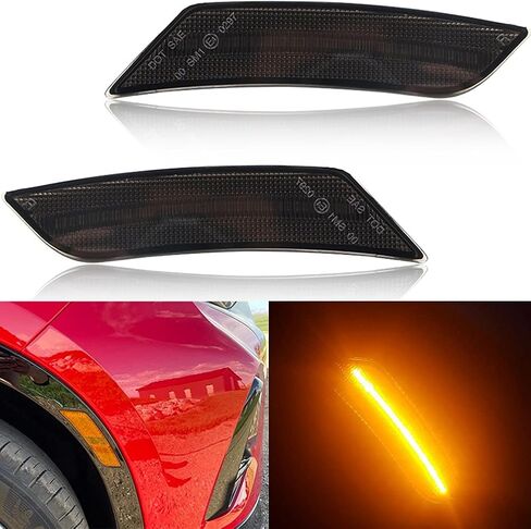 NJSBYL Blazer Side Marker Light Kits for 2019-2021 Chevy Blazer Clear Lens Amber LED Turn Signal Lamps Lights Kits Chevy Blazer Wheel Full LED Bumper Sidemarker Lamps Replacement in Saudi Arabia