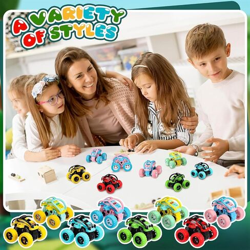 JaLyKa 32 Pcs Trucks Toy Car Friction Powered Pull Back Vehicles Cars Mini 360 Degree Rotation 4 Wheels Drive Car Toy Set,Teenager Stunt Toy Classroom Reward Toy Set (First Edition) in Saudi Arabia