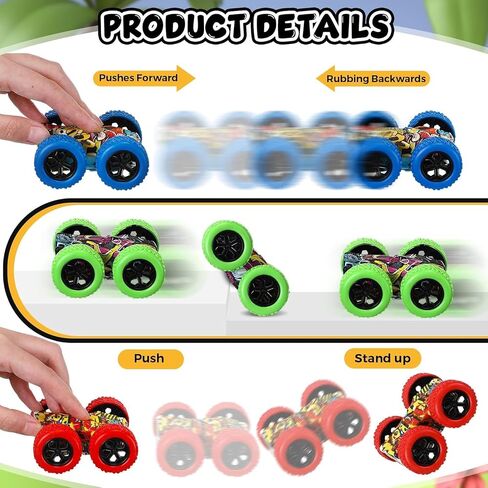 JaLyKa 32 Pcs Trucks Toy Car Friction Powered Pull Back Vehicles Cars Mini 360 Degree Rotation 4 Wheels Drive Car Toy Set,Teenager Stunt Toy Classroom Reward Toy Set (First Edition) in Saudi Arabia