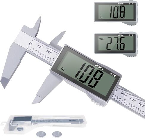 فرجار رقمي من هارديل، فرجار 0-6 بوصة/150 مم مع شاشة LCD كبيرة، أداة قياس فرجار قرص كهربائي لتحويل البوصة/المليمتر، فرجار ميكرومتر للطباعة ثلاثية الأبعاد/المجوهرات/عمال الخشب in Kuwait