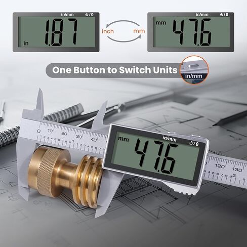 فرجار رقمي من هارديل، فرجار 0-6 بوصة/150 مم مع شاشة LCD كبيرة، أداة قياس فرجار قرص كهربائي لتحويل البوصة/المليمتر، فرجار ميكرومتر للطباعة ثلاثية الأبعاد/المجوهرات/عمال الخشب in Kuwait