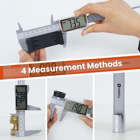 فرجار رقمي من هارديل، فرجار 0-6 بوصة/150 مم مع شاشة LCD كبيرة، أداة قياس فرجار قرص كهربائي لتحويل البوصة/المليمتر، فرجار ميكرومتر للطباعة ثلاثية الأبعاد/المجوهرات/عمال الخشب in Kuwait
