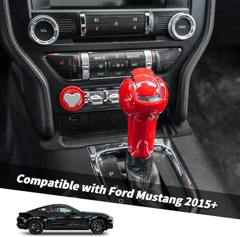 Compatible with Ford Mustang 2015-2023, 3PCS Gear Shift Knob Overlay Cover Interior Trim Kits (Carbon Fiber) in Saudi Arabia