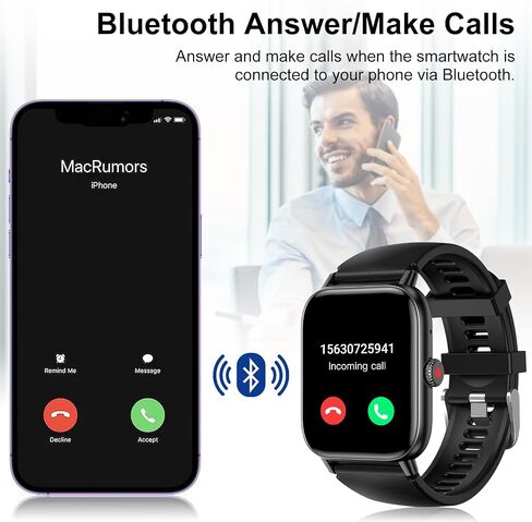 Smart Watch for Men Women with Bluetooth Call, Activity Fitness Tracker Heart Rate Sleep Monitor Pedometer,1.85" Touch Screen with 100+ Sport Modes, IP67 Waterproof Smartwatch for Android iOS in Saudi Arabia