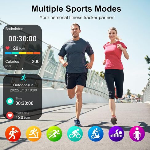 Smart Watch for Men Women with Bluetooth Call, Activity Fitness Tracker Heart Rate Sleep Monitor Pedometer,1.85" Touch Screen with 100+ Sport Modes, IP67 Waterproof Smartwatch for Android iOS in Saudi Arabia