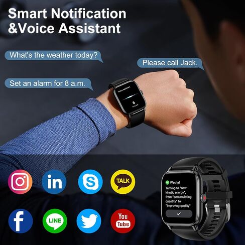 Smart Watch for Men Women with Bluetooth Call, Activity Fitness Tracker Heart Rate Sleep Monitor Pedometer,1.85" Touch Screen with 100+ Sport Modes, IP67 Waterproof Smartwatch for Android iOS in Saudi Arabia