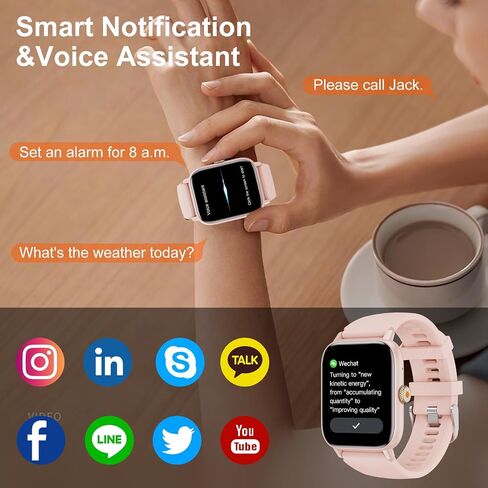 Smart Watch for Men Women with Bluetooth Call, Activity Fitness Tracker Heart Rate Sleep Monitor Pedometer,1.85" Touch Screen with 100+ Sport Modes, IP67 Waterproof Smartwatch for Android iOS in Saudi Arabia