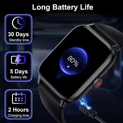 Smart Watch for Men Women with Bluetooth Call, Activity Fitness Tracker Heart Rate Sleep Monitor Pedometer,1.85" Touch Screen with 100+ Sport Modes, IP67 Waterproof Smartwatch for Android iOS in Saudi Arabia