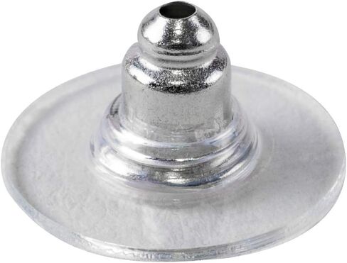 Super Z Outlet Plastic Earring Backs Replacements Comfortable Ear Nut Clear/Silver Safety Hypoallergenic (100 Pack) in Saudi Arabia
