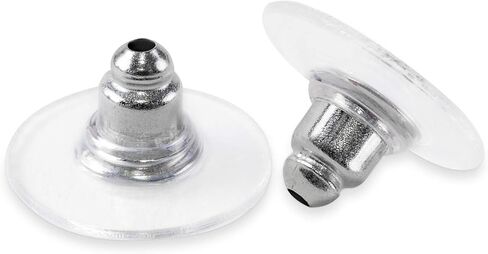 Super Z Outlet Plastic Earring Backs Replacements Comfortable Ear Nut Clear/Silver Safety Hypoallergenic (100 Pack) in Saudi Arabia