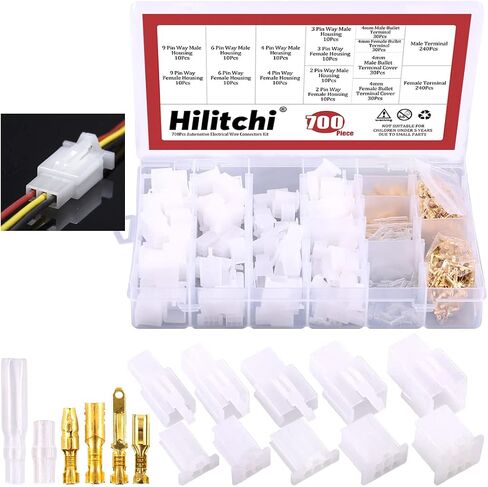 Hilitchi 700 قطعة 2.8 مم 2 3 4 6 9 دبوس موصلات الأسلاك الكهربائية للسيارات مجموعة متنوعة من محطات الأسلاك تجعيد الرأس مع 30 مجموعة 4 مم موصلات الأسلاك الطرفية للسيارة والدراجات النارية مع غطاء in Saudi Arabia