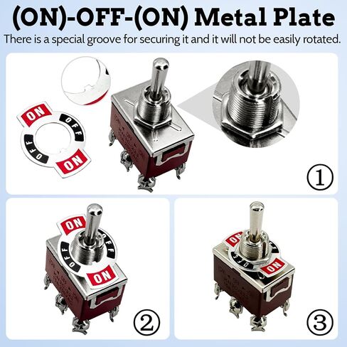 Momentary Toggle Switch,15A 250VAC Metal Switch (ON)-Off-(ON) with Weatherproof Boot Cap 6 Pin Marine Toggle Switch for Boat Auto Air Train-6Pack KN3C-223 in Saudi Arabia