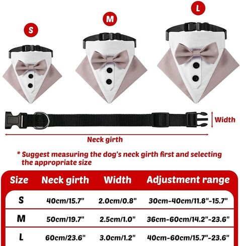 Dog Bowtie Bandana, Adjustable Formal Dog Tuxedo Collar with Bow Tie Pet Bowtie Collar for Boy Dog Wedding Grooming Birthday Party in Saudi Arabia