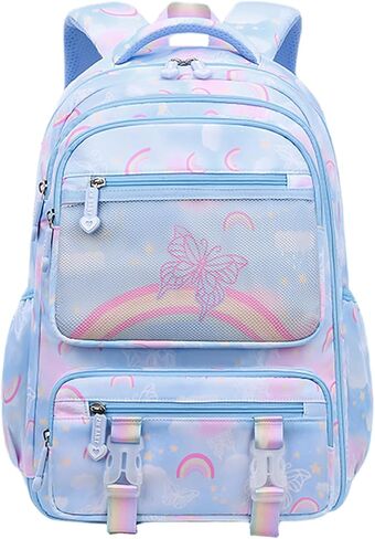حقيبة ظهر مدرسية من DIPUG للفتيات والأطفال، حقائب ظهر كاواي لرياض الأطفال الابتدائية، فراشة قوس قزح، أرجواني in Kuwait
