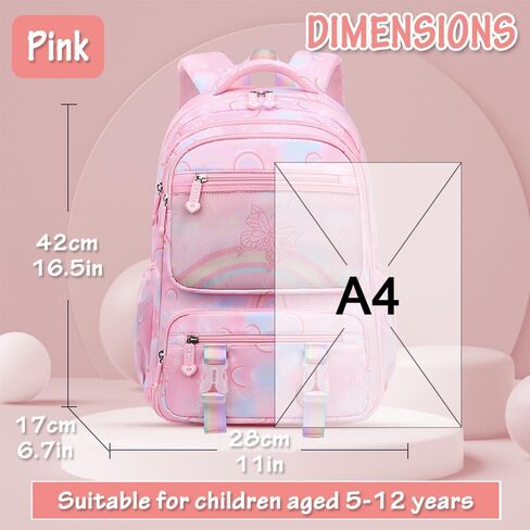 حقيبة ظهر مدرسية من DIPUG للفتيات والأطفال، حقائب ظهر كاواي لرياض الأطفال الابتدائية، فراشة قوس قزح، أرجواني in Kuwait