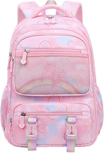DIPUG School Backpack for Girls Kids Kawaii Kindergarten Elementary Backpacks, Rainbow Butterfly, Purple in Saudi Arabia